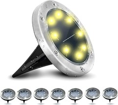 Solar Ground Lights, 8 LED Solar Garden Lights,Solar Lights Outdoor (Yel... - £10.62 GBP