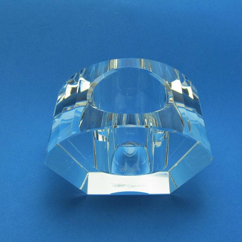 Signed Oleg Cassini Crystal Prism Votive Candleholder - $20.00