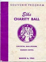 Elks Charity Ball Program Crystal Ballroom Baker Hotel Dallas Texas 1965 - $17.82