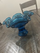 Viking Georgian Bluenique Compote Bowl Pedestal Candy Dish Base Chip - $39.59
