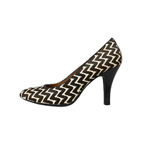 Sofft Heels Pumps Size 10M Cow Hair Leather Cream Brown Zig Zag Striped Womens - £23.86 GBP