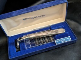 Gillette Atra Canna &amp; Barton Rasoio Argento Sterling 925 Manico Blu Scatola - £48.85 GBP