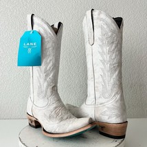 Lane LEXINGTON Women Cowboy Boots 8 White Leather Western Cowgirl Mid Calf Tall - $247.50