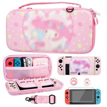 Pink Carrying Case For Nintendo Switch, Cute Anime Accessories Bundle For Cute G - £54.19 GBP
