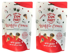 2x Just The Fun Part Bite-Size Crispy Mini Waffle Cones Peppermint Dark Chocolat - £12.65 GBP