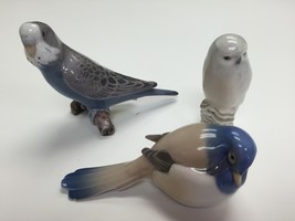 Bing & Grondahl Porcelain Bird Figurines Budgie #2210, Owl #1741, and Bird #1635 - $311.85