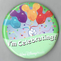 Walt Disney World Souvenir I&#39;m Celebrating 3&quot; Pin Button - £11.71 GBP