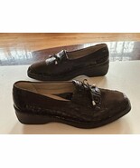 Ara New Patent Leather Suede Dark Brown Loafer Flats US Size 4.5 - $28.49 CAD