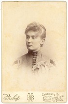Circa 1880&#39;S Named Cabinet Card Woman Stunning Dress Bishop Minneapolis, Mn - £9.54 GBP