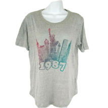 Free State T Shirt Medium Gray Crew Neck Burnout Tee New York Statue of Liberty - £10.50 GBP