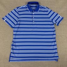 Ralph Lauren RLX Shirt Mens Large Blue Striped Mesh Performance Polo Gleneagles - £13.83 GBP
