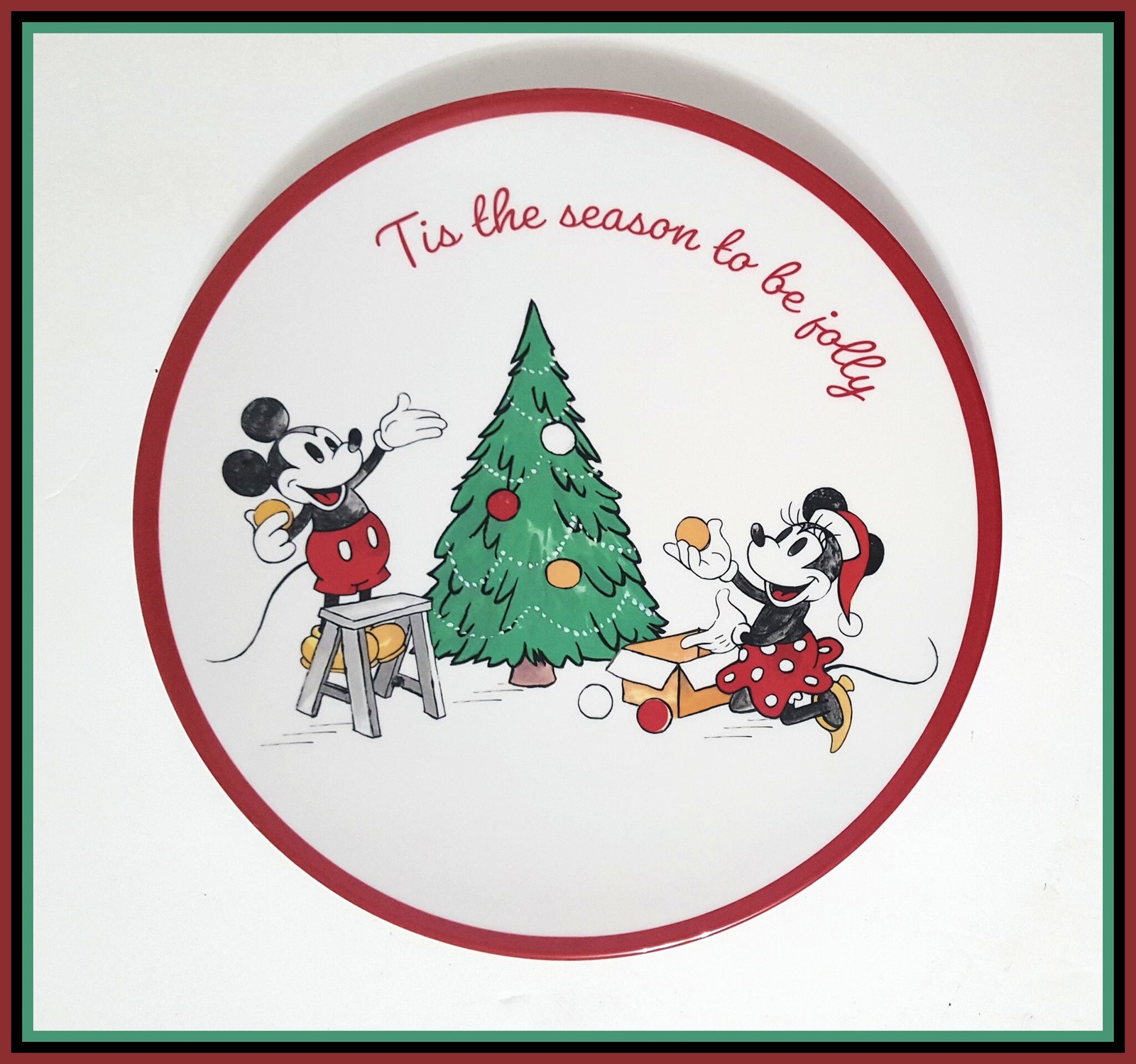 Primary image for NEW RARE Pottery Barn Kids Disney Mickey Mouse Holiday Plate 9" Melamine