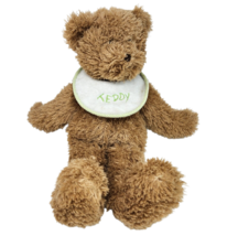 18" Baby Boyds 2003 Brown Teddy Bear W/ Bib Stuffed Animal Plush Toy Rattle - $75.05