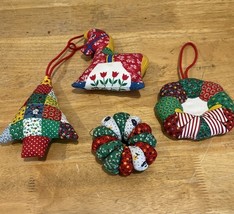 4 Vintage 1976 Springs Mills Inc Ornament Patchwork Fabric Ornaments Chr... - $19.79