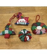 4 Vintage 1976 Springs Mills Inc Ornament Patchwork Fabric Ornaments Chr... - $19.79