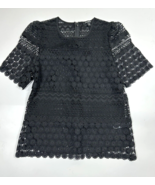 Express Black Crochet Short Sleeve Top Womens Medium Back Zip - £14.17 GBP