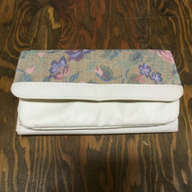 Vintage ladies large wallet vinyl cloth combination with check book holder  - $21.73