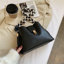 Retro Simple Solid Pu Leather Bucket Bag Tote Crossbody Shoulder Bags for Women  - £25.59 GBP