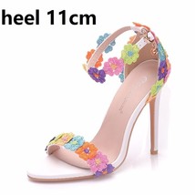 Crystal Queen Women Shoes Fish Mouth Platform Shoes Woman Thin Heel White Lace W - £41.15 GBP