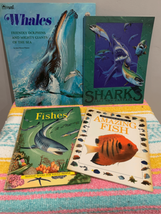 Children’s Sea Animals Book Lot-Vintage Golden Book-Sharks/Whales/Fish 4... - $20.39