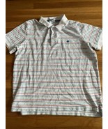 Brooks Brothers Mens White Striped XL Polo Shirt Slim Fit Performance - $15.80