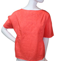 Lands End Women Size 8 Petite Embroidered Linen Blouse, Light Watermelon... - $19.99
