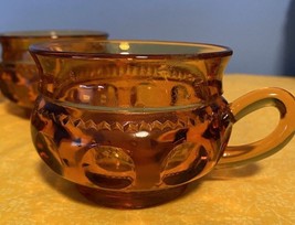 Indiana Glass Co. LOT OF 5 Coffee Tea Punch Cups Kings Crown Thumbprint Amber - $23.38