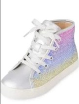 NWT Girls Rainbow Sequin Hi Top Sneakers Shoes Size 3 - £9.77 GBP