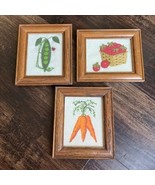 Sunset Designs Finished Crewel Embroidery Framed 3pc Vegetable Kitchen W... - €24,88 EUR