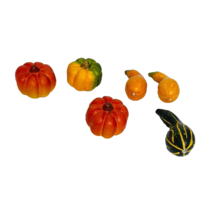 Vintage Artifical 6 Faux Pumpkin Guords Glossy Fall Decor Cottage Core - £8.76 GBP