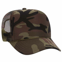 Camo 008 Camouflage Trucker Hat 5 Panel High Crown Mesh Back Hat 1dz New 49-158 - £77.44 GBP