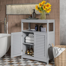 Freestanding Bathroom Floor Cabinet with Double Shutter Doors-Gray - Color: Gra - £115.39 GBP