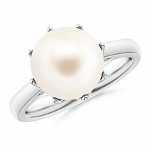 ANGARA Freshwater Cultured Pearl Solitaire Crown Ring in Silver Size 6 - £132.76 GBP