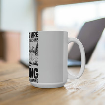 Black and White Camping Scene Ceramic Coffee Mug 15oz - £16.41 GBP