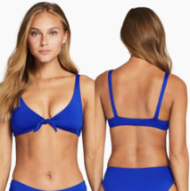 Vitamin A Swim Ecolux Sardinia Blue Front Knot Lou Bikini Top (10/L) Nwt $105 - $75.00