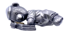 Fort USA Pewter Child Bear Reading PJs Joy Cap Art Figurine #24 2&quot; Figure - $37.25