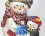 Vintage American Greetings 13” Glass Snowman &amp; Penguin Chipped - $39.99