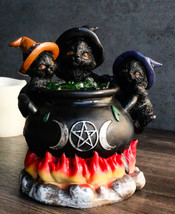 Witching Hour 3 Wiccan Kitten Cats By LED Potion Triple Moon Cauldron Fi... - £21.52 GBP