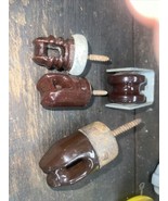 4 Vintage Brown Porcelain Ceramic Insulators - $19.99