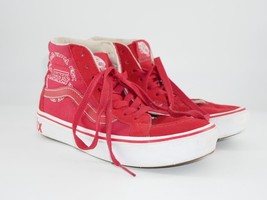 Vans Sk8 Hi Sixty Six Women&#39;s 6 Shoes Red Comfycush Canvas Skater Sneakers - £31.96 GBP