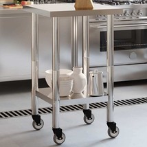  Kitchen Work Table with Wheels 21.7"x21.7"x33.5" Stainless Steel - $3,786.91 MXN