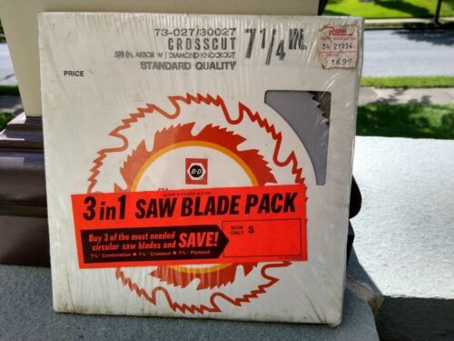 Vintage Black & Decker UNOPENED 3 Pack 7-1/4" Saw Blades CROSSCUT Plywood COMBO - £20.07 GBP
