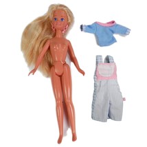 Vintage 1994 Barbie Cool Crimp Skipper 11179 Doll Blue 3/4 Sleeve Overalls 90s - £11.98 GBP