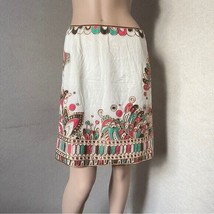 Elie Tahari unique linen embroidered skirt size M - £54.17 GBP