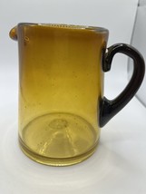 MCM Blenko Bischoff Kingstown Amber Green Hue Blown Art Glass 12 Oz PITCHER JUG - $43.00