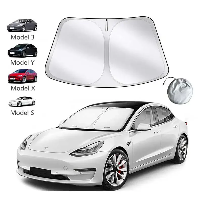 Compatible with Tesla Model 3 Car Windshield Sunshade Folding Front Parasol - £13.48 GBP