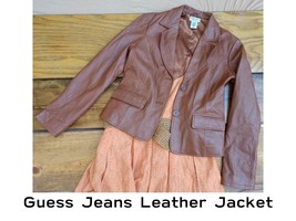 Guess Jeans Women’s Brown Leather jacket Size Large - £93.89 GBP