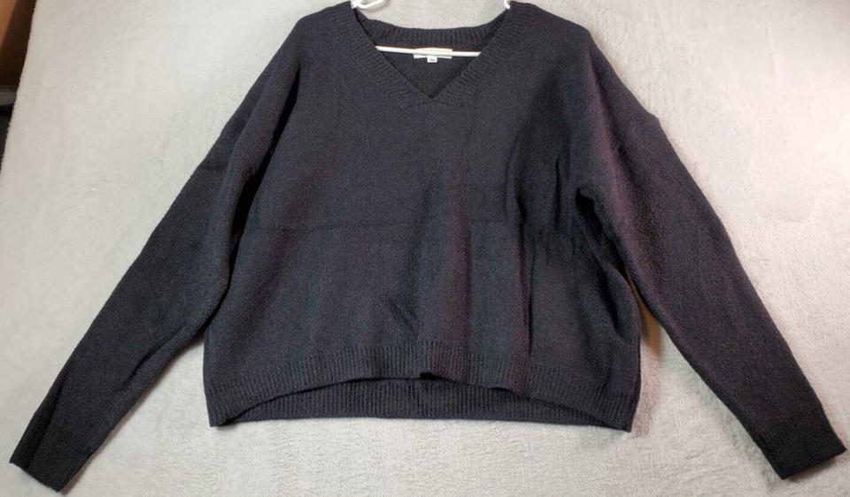CBRAND Sweater Womens Size Large Black Nylon Long Raglan Sleeve V Neck P... - $18.39