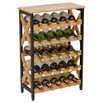 25 Bottle Wine Rack Freestanding Floor Rustic Wine Holder Stand 5 Tier Wobble-Fr - £81.43 GBP