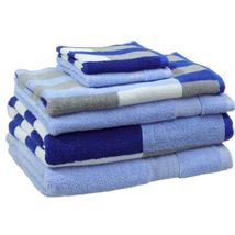 Kapoor Home 6pc Bath Towel Set Blue Gray White Striped 54x27/26x16/12x12 - $343.85 Kapoor Home 6pc Bath Towel Set Blue Gray White Striped 54x27/26x16/12x12 - $343.85 MXN